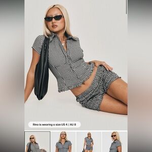 Princess Polly Black and White Gingham Blouse